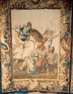 大教堂（Catedral de Santa María de Sigüenza）。大教堂藏品。佛兰德挂毯。罗马的历史（？）已签名："BB D EGGERMANS Ian Le Clerc, D Eggermans"。布鲁塞尔。17 世纪初。 作者 佛兰芒学校