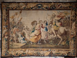 大教堂（Catedral de Santa María de Sigüenza）。大教堂藏品。佛兰德挂毯。罗马的历史（？）已签名："bb d eggermans.Ian Le Clerc, D Eggermans"。布鲁塞尔。17 世纪初。 作者 佛兰芒学校