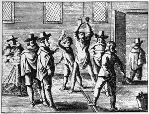 被孩子们鞭打的巫师--1725年的版画，载于《La Sorcellerie demasquee》（