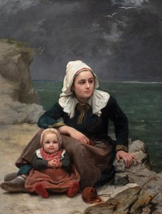 谷雨》（The Squall），约 1871-81 年（布面油画） 作者 费利西 (1831 88) 裁缝