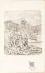 女工，约1884-1887年。 作者 费利西安罗普斯