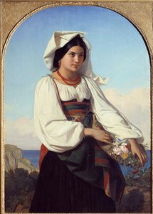 Young Girl Wearing Flowers Painting by Felix Joseph Barrias (1822-1907) 1846 Nantes, Musee des Beaux Arts