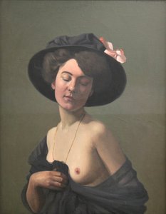 戴黑帽的年轻女人》，1908年