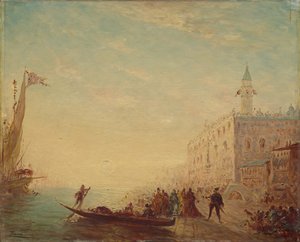 Riva degli Schiavoni，日落，1880年代