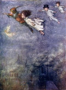 彼得和孩子们飞越黑夜（彩色石版画）