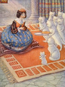 猫咪们给公主带来了老鼠派（彩色石版画）
