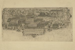 1600 年拿骚的恩斯特-卡西米尔的国家军队与奥地利的阿尔布雷希特的西班牙军队之间的勒芬盖代克战役 作者 约翰恩斯赫德和锌。