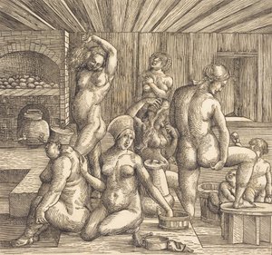 妇女浴室，约1505-1510。 作者 阿尔布雷希特·丢勒 (Albrecht Durer) 的追随者