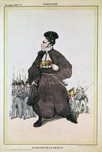 1830年，作为法国救世主的男爵帕斯奎尔的漫画 作者 财富德拉鲁