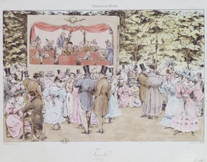 1827年由C. Motte雕刻的巴黎新蒂沃利花园的音乐娱乐 作者 财富德拉鲁