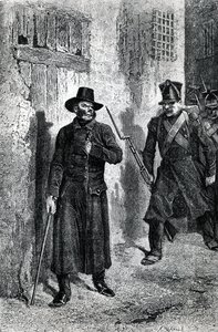 Javert追逐Valjean，来自Victor Hugo的&39;悲惨世界&39;的插图，由J. Hetzel出版，1865年（木版画）