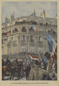 Transvaal前总统Paul Kruger在巴黎Scribe酒店的阳台上获得了人群的赞誉 作者 Fortune Louis Meaulle