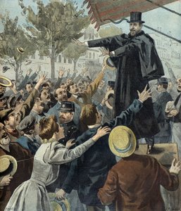 保罗-德鲁莱德 1898 年在巴黎参加示威游行（雕刻）