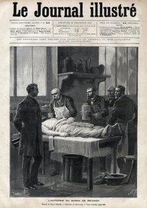 1892年对雅克-德-莱纳赫男爵（1840-1892）的尸检--梅奥勒在1892年的《图解杂志》中的雕刻作品