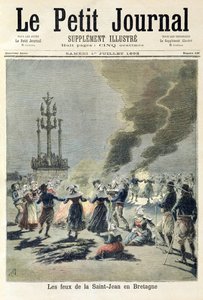 篝火点燃布列塔尼的夏至，1893年7月1日的“Le Petit Journal”封面（彩色版画）