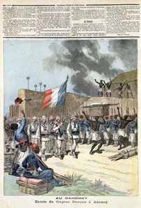 法国国旗进入阿波美，来自&39;Le Petit Journal&39;，1892年12月10日 作者 财富路易斯·米奥勒和亨利·梅尔