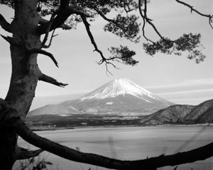 从本栖湖眺望富士山