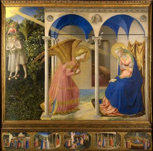 Angelico, Fra Giovanni, da Fiesole (约1400-1455) The Annunciation Tempera on panel Renaissance 1430-1432 Italy, Florentine School Museo del Prado, Madrid 154x194 Painting