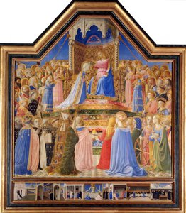 圣母加冕，约 1430-32 年（面板上的蛋彩画）-“圣母加冕”” Guido di Pietro（或 Fra Giovanni da Fiesole）绘画，Fra Angelico ou il Beato（1387-1455）15 世纪 太阳。 2,09x2,06 m 巴黎，卢浮宫博物馆。