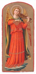 彩色平版印刷fra angelico天使拉小提琴，c.1910 作者 弗拉·安杰利科