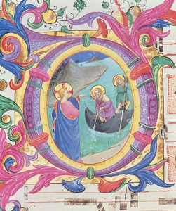 Missal 558 f.9r历史上最初的O描绘了鱼类的神奇草案（细节88928） 作者 弗拉·安杰利科