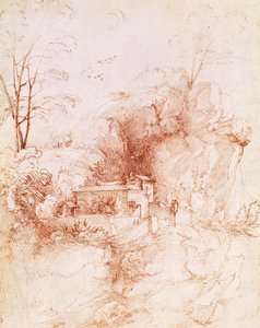 巴托洛梅欧（Fra Bartolomeo，1472-1517 年）绘制的带修道院的岩石景观。