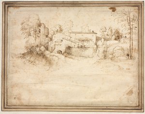 在山坡上的农舍，c。 1508。 作者 巴托洛梅奥修士