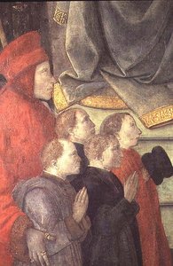 麦当娜·德尔·塞普（Madonna del Ceppo）祭坛画中的达提尼和布奥尼米·德尔·塞波的肖像 作者 菲利波·里皮