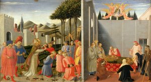 圣尼古拉释放被判处死刑的无辜者 来自佩鲁贾祭坛画，约1437年。 作者 Fra Giovanni Angelico da Fiesole