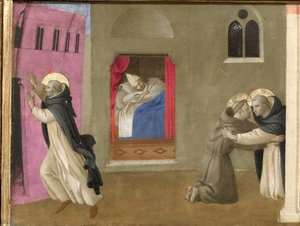 教皇英诺森三世的梦。科尔托纳（Cortona）多联画的前厅细节，约1437年。