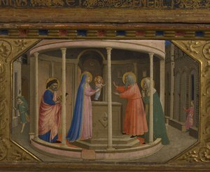 在圣殿中的演示报喜台重塑了5个Predella场景，1430-1432年 作者 Fra Giovanni Angelico da Fiesole