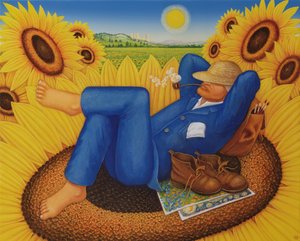 梵高向日葵，1998年（面板上的油和蛋彩画）