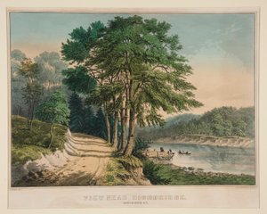 高桥附近的景观。纽约州哈莱姆河 作者 Frances Flora Bond Palmer