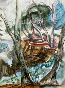 风景，c.1935（纸上水彩） 作者 弗朗西斯·霍奇金斯