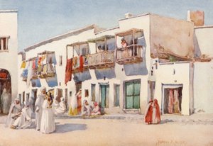 舞女街，比斯克拉（彩色石版画） 作者 弗朗西斯·内斯比特