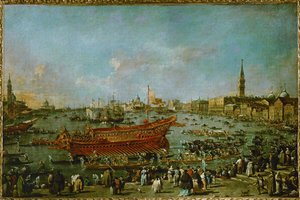 Buccintoro 号驶向丽都... 作者 弗朗西斯科·瓜尔迪（Francesco Guardi）