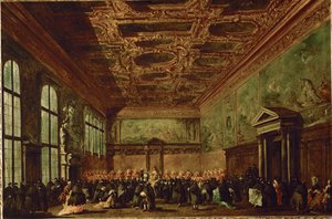 威尼斯道格宫的议事厅 作者 弗朗西斯科·瓜尔迪（Francesco Guardi）