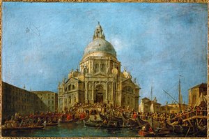 11 月 21 日是 1630 年瘟疫结束的纪念日，总督在这一天参观了 La Salute ... 作者 弗朗西斯科·瓜尔迪（Francesco Guardi）