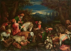 雅各布和拉班在1590年的井 作者 弗朗切斯科·巴萨诺（Francesco Bassano）