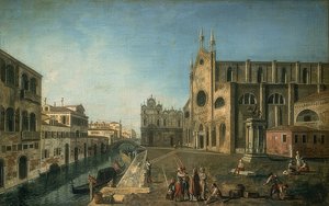 威尼斯看法有教会的Santi乔凡尼e Paolo。大约1735.-1740