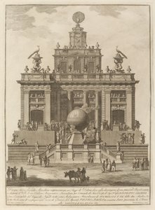 一个有空中气球的欢乐之地，为Chinea节，1785年。 作者 弗朗切斯科·巴巴扎