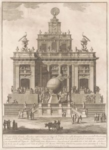 1785年为奇纳河建造的第二座马奇纳河：带有空气气球的欢乐宫殿 作者 弗朗切斯科·巴尔巴扎，模仿朱塞佩·帕拉齐