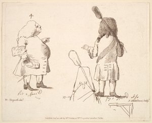 Melcombe勋爵和Winchelsea勋爵的漫画，1781年12月22日。 作者 弗朗切斯科·巴托洛齐（Francesco Bartolozzi）