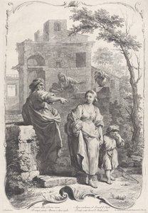 哈格被送入荒野，1758年。 作者 弗朗切斯科·巴托洛齐（Francesco Bartolozzi）
