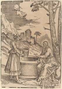 基督和撒玛利亚的女人 作者 Girolamo Pennacchi 之后的 Francesco Denanto