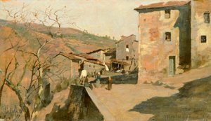 弗朗西斯科·乔利 (Francesco Gioli) 的蒙塔尼亚纳 (1846-1922)，面板油画