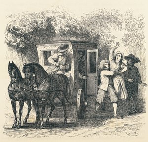 绑架露西，《未婚妻》中的情节，作者亚历山德罗-曼佐尼（1785-1873），弗朗西斯科-戈宁（1808-1889）为1840年版绘制的插图