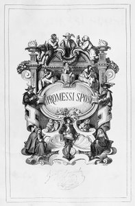 订婚者》，Francesco Gonin (1808-1889)为Alessandro Manzoni (1785-1873)小说的1840-1842版所做的标题页，意大利