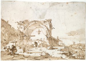 与被毁坏的哥特式拱门的随想曲 作者 弗朗切斯科·瓜迪（Francesco Guardi）