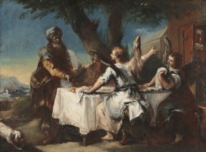 亚伯拉罕欢迎三位天使 作者 弗朗切斯科·瓜迪（Francesco Guardi）